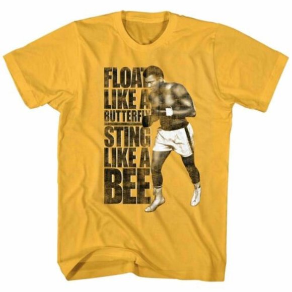 Muhammad  Ali  Float like a butterfly yellow tee shirt - Picture 1 of 1